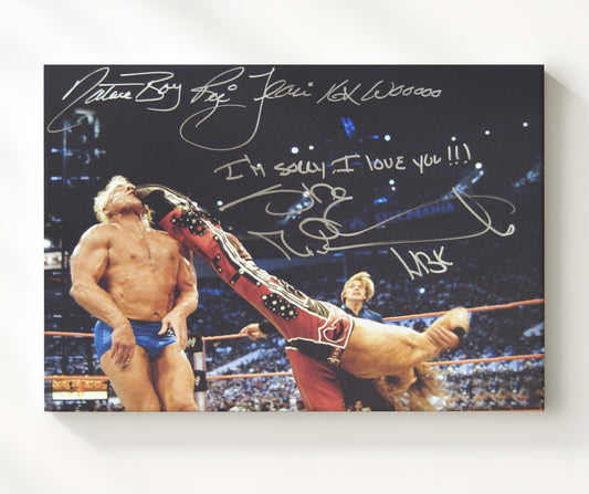 Ric Flair vs Shawn Michaels - WrestleMania I'm Sorry, I Love You Moment - Canvas wrestling wall art