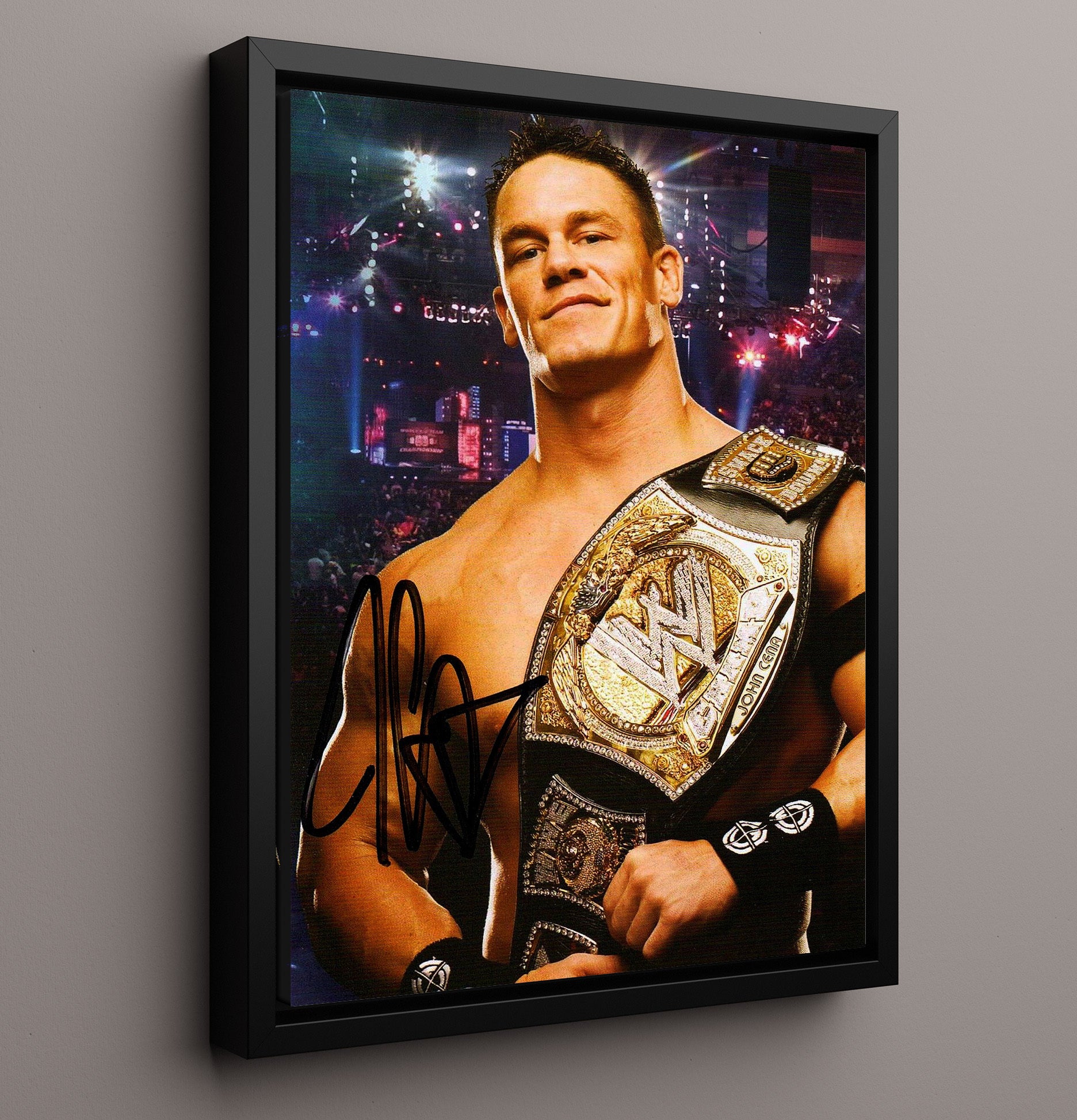 John Cena - Championship Portrait Wrestling Wall Art Framed Canvas wall art print – wrestling decor