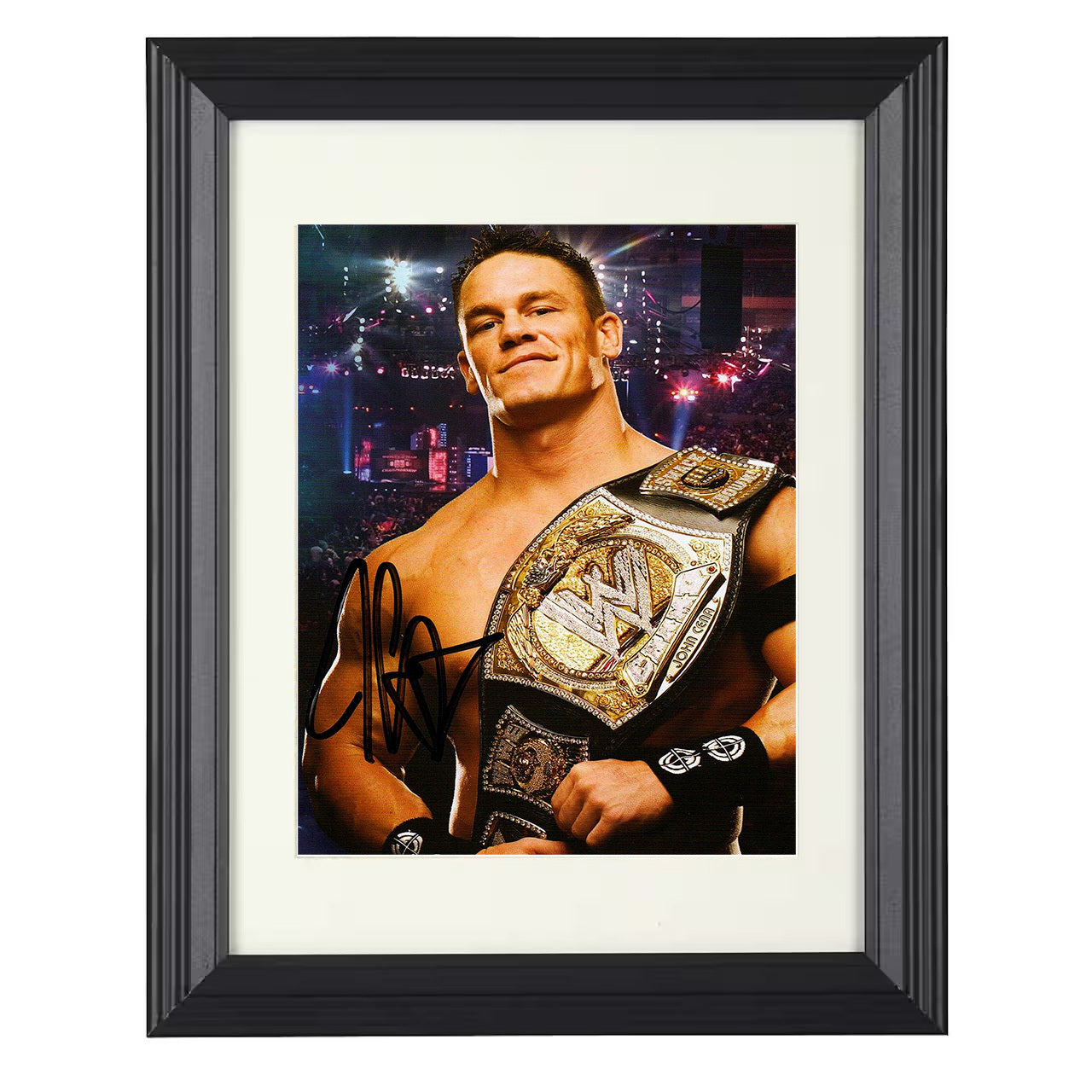 John Cena – Championship Image 8x10 matted black framed wrestling wall art