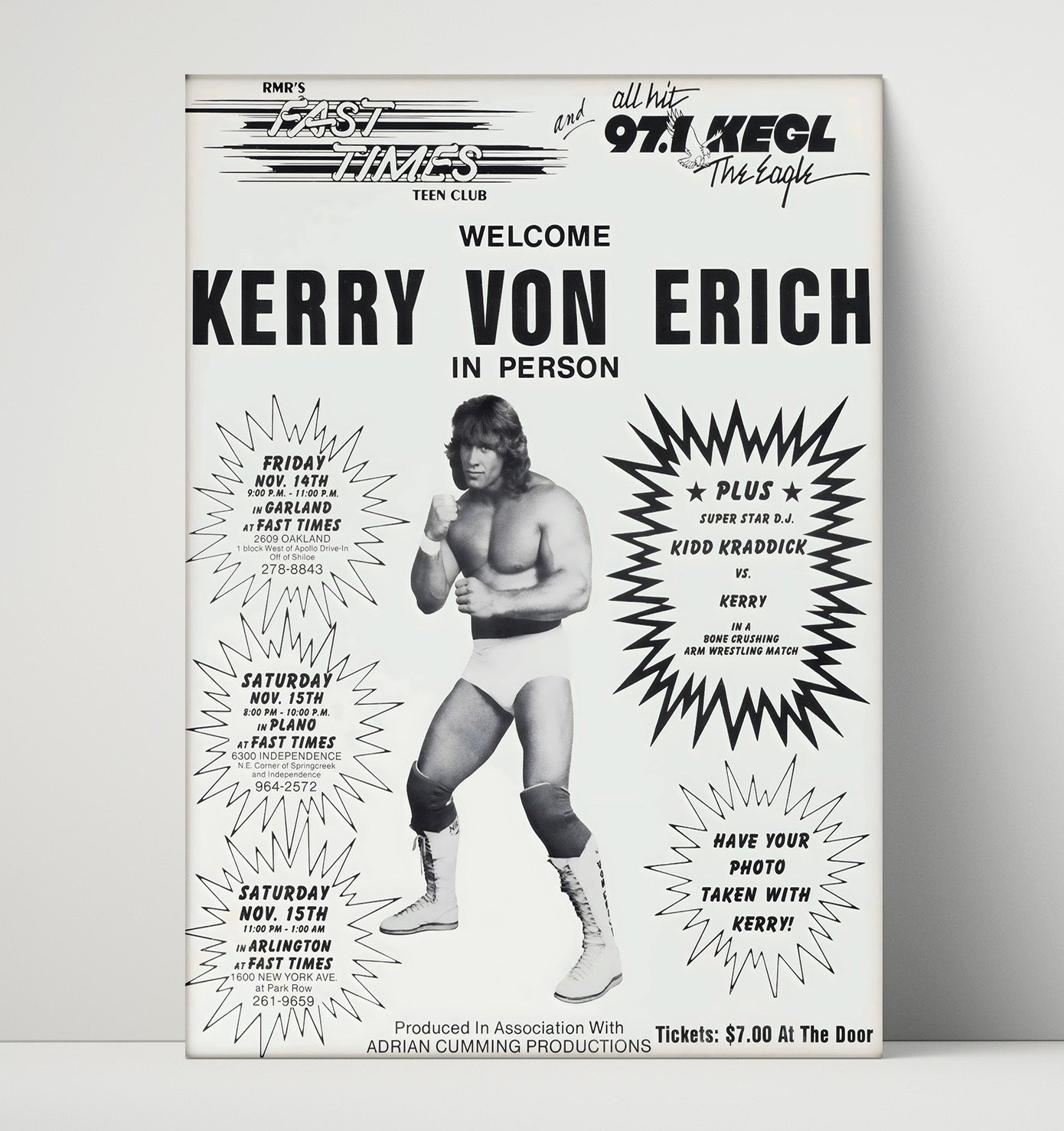 Kerry Von Erich - Teen Club Appearance Poster - Vintage Wrestling Wall Art Unframed Print wall art print – wrestling decor
