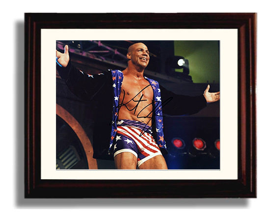 Kurt Angle - Patriotic Entrance Celebration Wrestling Wall Art Beveled Frame wall art print – wrestling decor