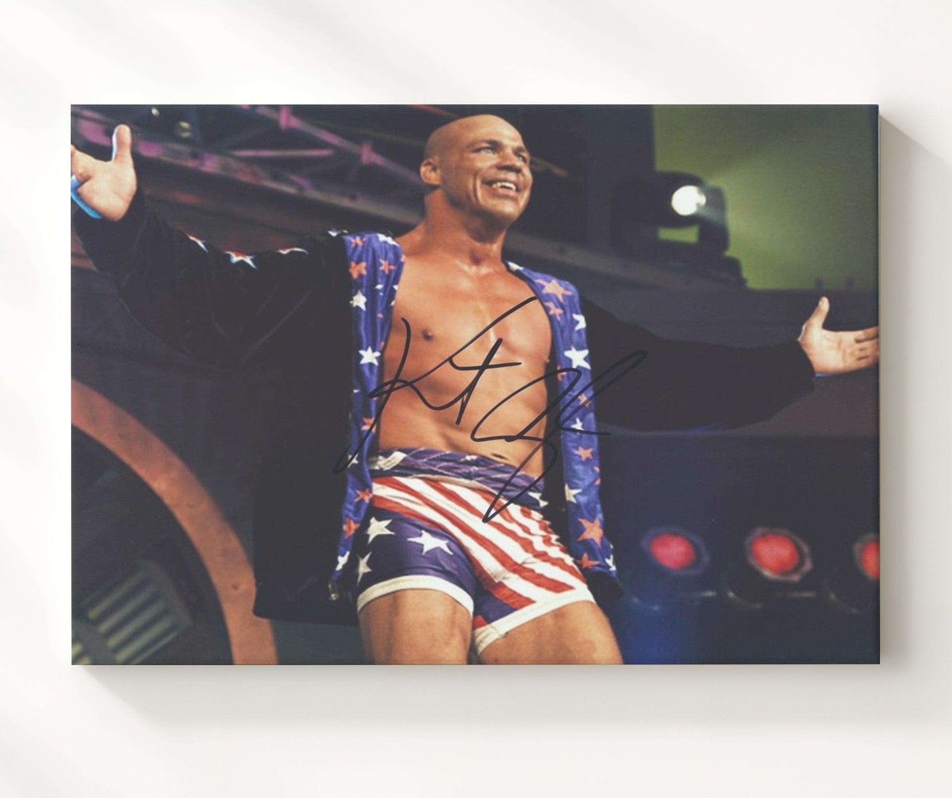 Kurt Angle - Patriotic Entrance Celebration Wrestling Wall Art Canvas wall art print – wrestling decor