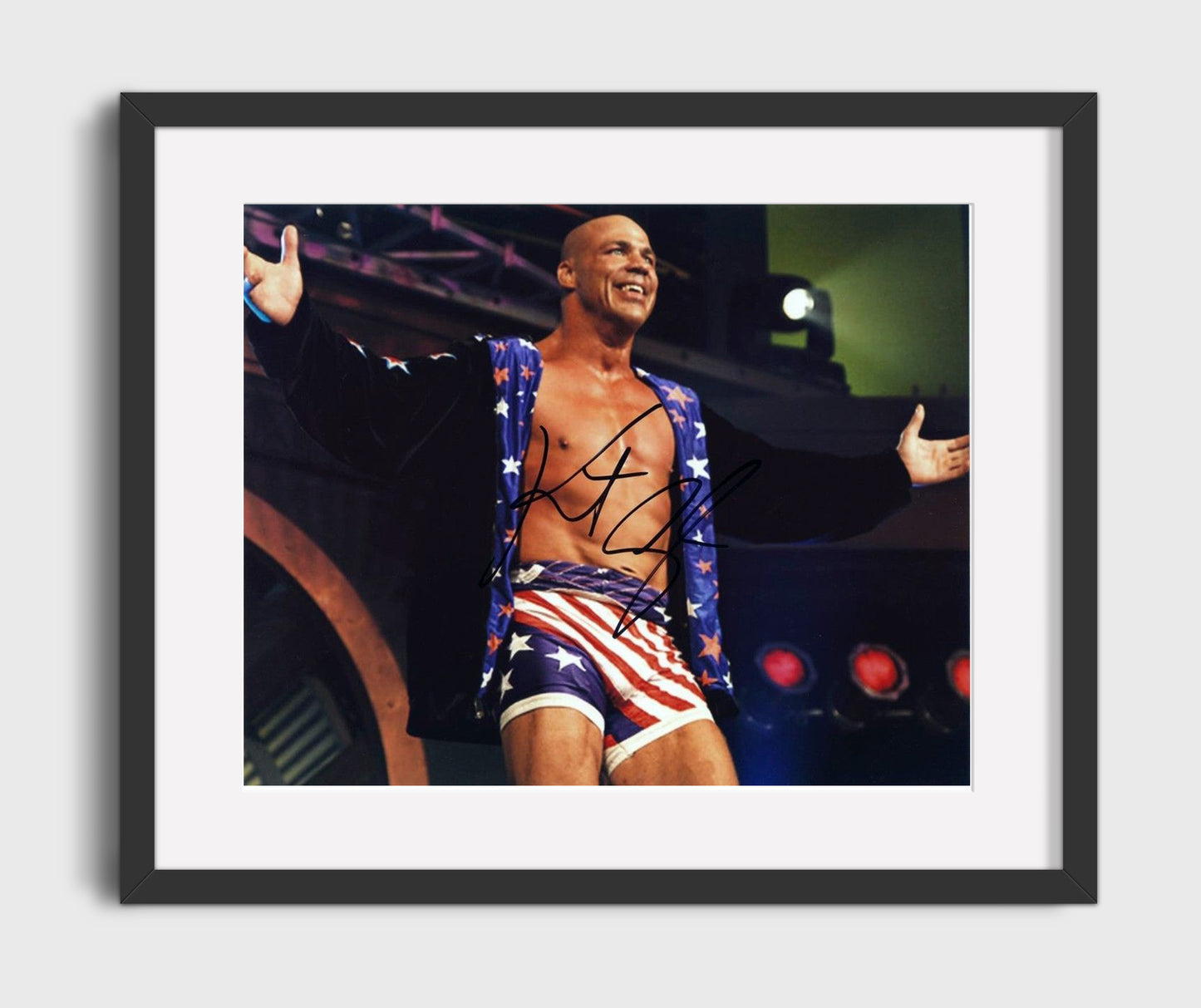Kurt Angle - Patriotic Entrance Celebration Wrestling Wall Art Gallery Frame wall art print – wrestling decor