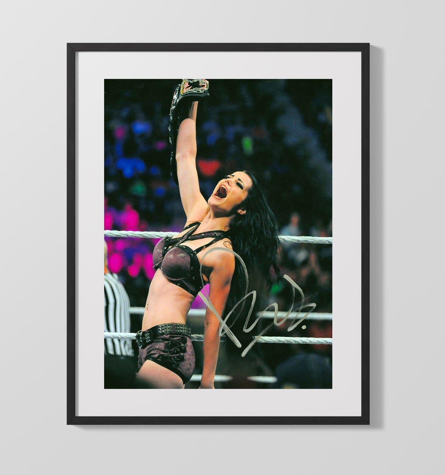 Paige - Champion Celebration Pose Wrestling Wall Art Gallery Frame wall art print – wrestling decor