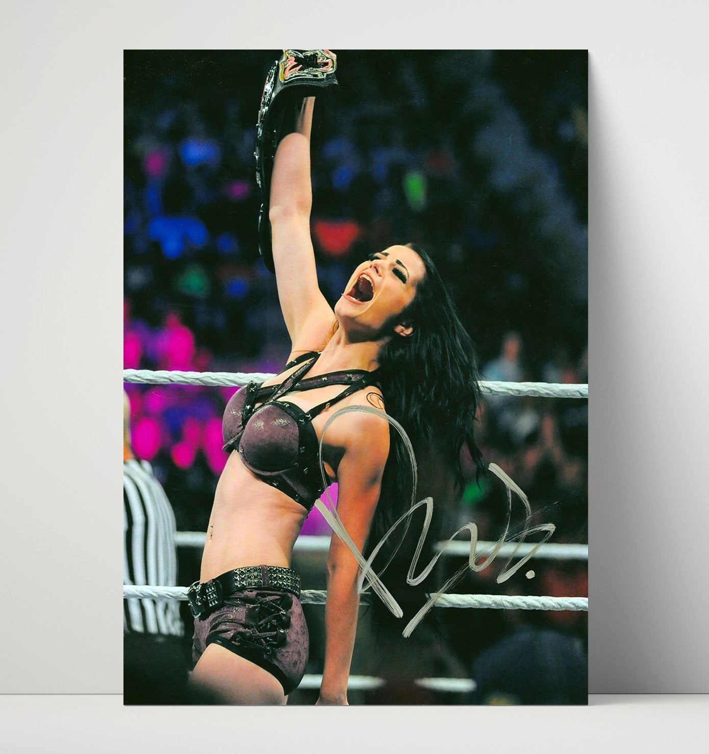 Paige - Champion Celebration Pose Wrestling Wall Art Unframed Print wall art print – wrestling decor