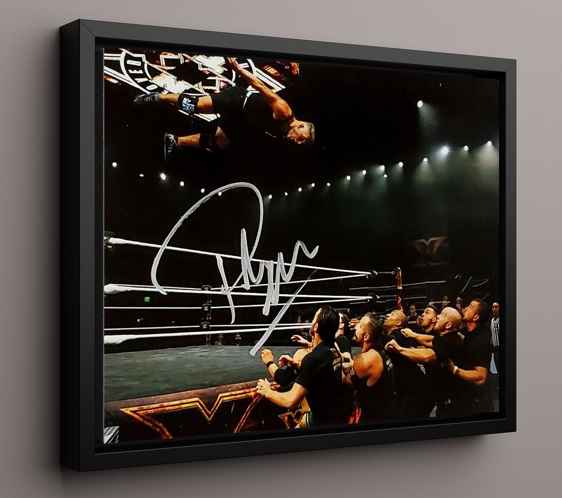 Pat McAfee - Top Rope Dive NXT Arena Wrestling Wall Art Framed Canvas wall art print – wrestling decor