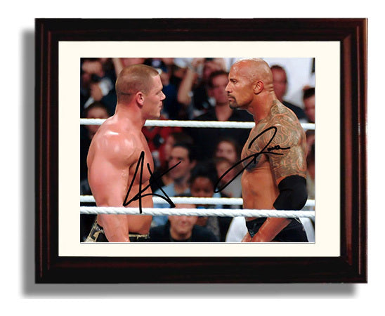 Rock vs Cena - Once in a Lifetime Faceoff WWE Wrestling Wall Art Beveled Frame wall art print – wrestling decor