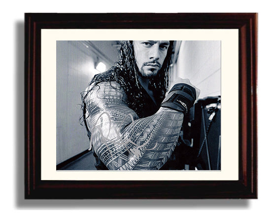 Roman Reigns - Tribal Chief Portrait Spotlight Wrestling Wall Art Beveled Frame wall art print – wrestling decor
