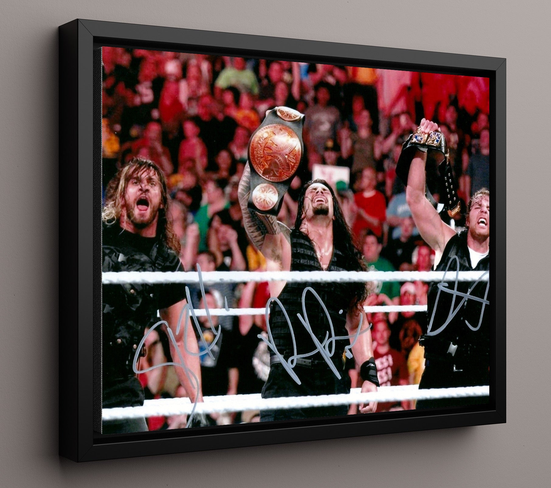 The Shield - WWE Championship Celebration Believe in the Shield Wrestling Wall Art Framed Canvas wall art print – wrestling decor