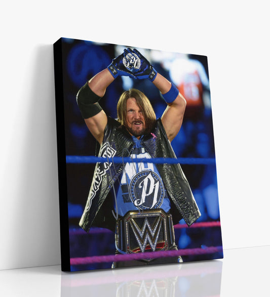 Wrestling Autograph Canvas - AJ Styles Champion - Phenomenal One