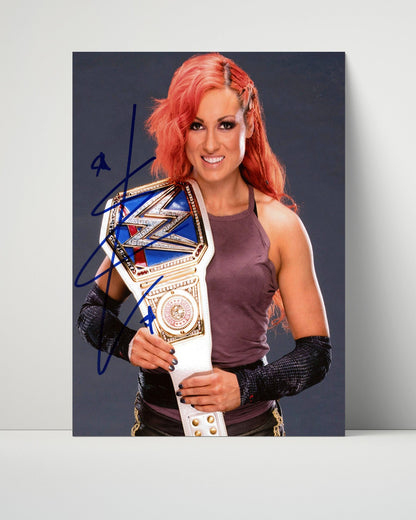 Wrestling Autograph Photo - Becky Lynch Champion - Straight Fire - Unframed