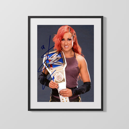 Wrestling Autograph Photo - Becky Lynch Champion - Straight Fire Wrestling FramedSportPrints Gallery Frame 16x20