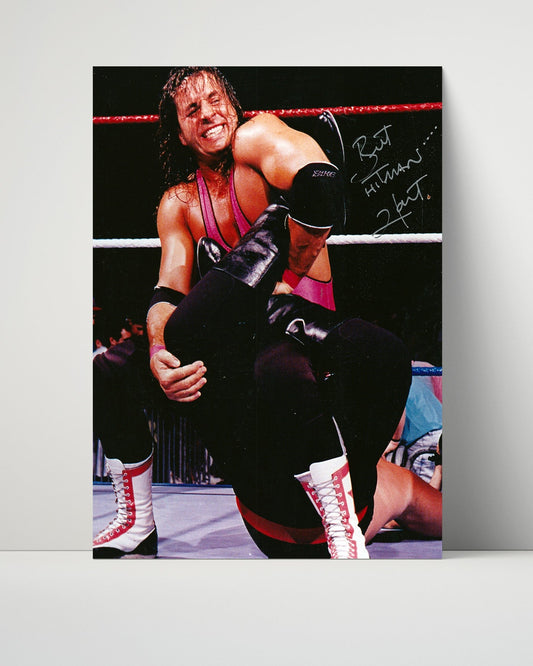 Wrestling Autograph Photo - Bret Hart Sharpshooter - Excellence of Execution - Unframed
