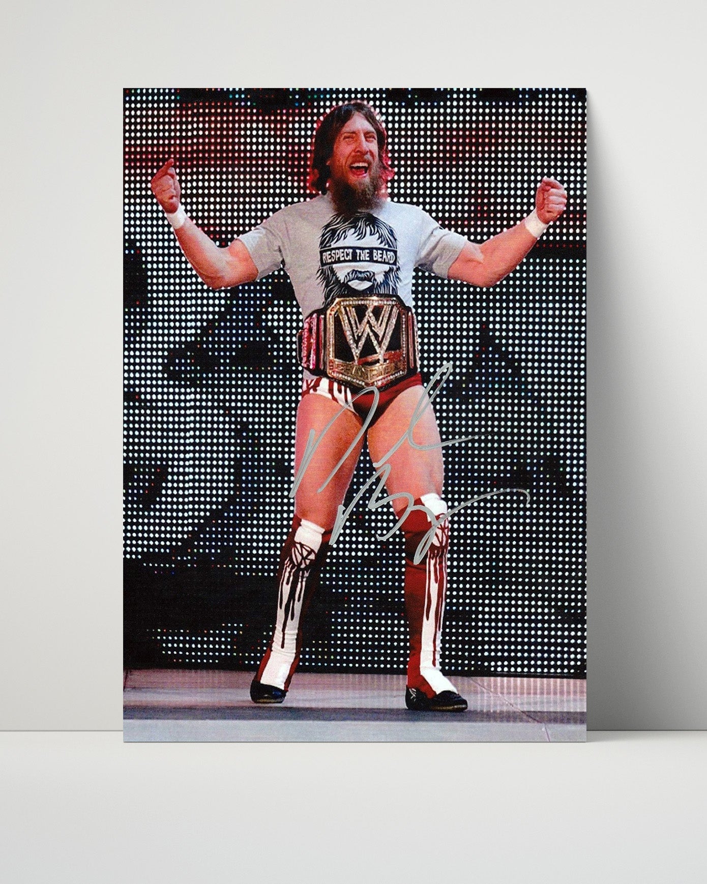 Wrestling Autograph Photo - Daniel Bryan Yes Movement - Respect the Beard - Unframed