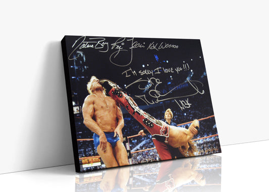 Wrestling Autograph Canvas - Flair vs HBK - Im Sorry I Love You