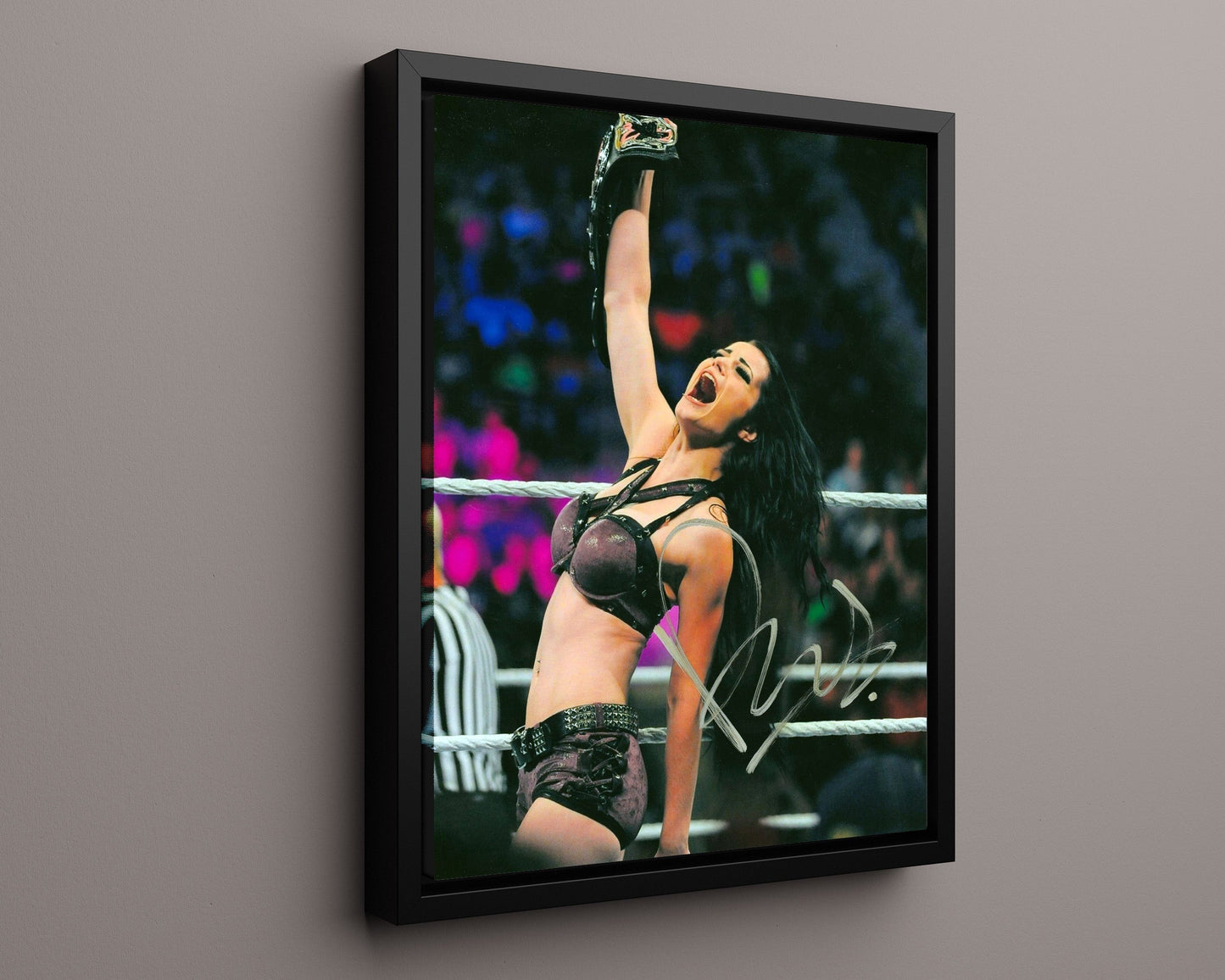 Wrestling Autograph Photo - Paige Diva - Anti-Diva Revolution Wrestling FramedSportPrints Floating Canvas 16x20
