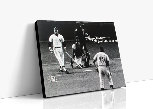 Yankees - Reggie Jackson - At Bat 1977 World Series - Signed 3 HR -   BandW