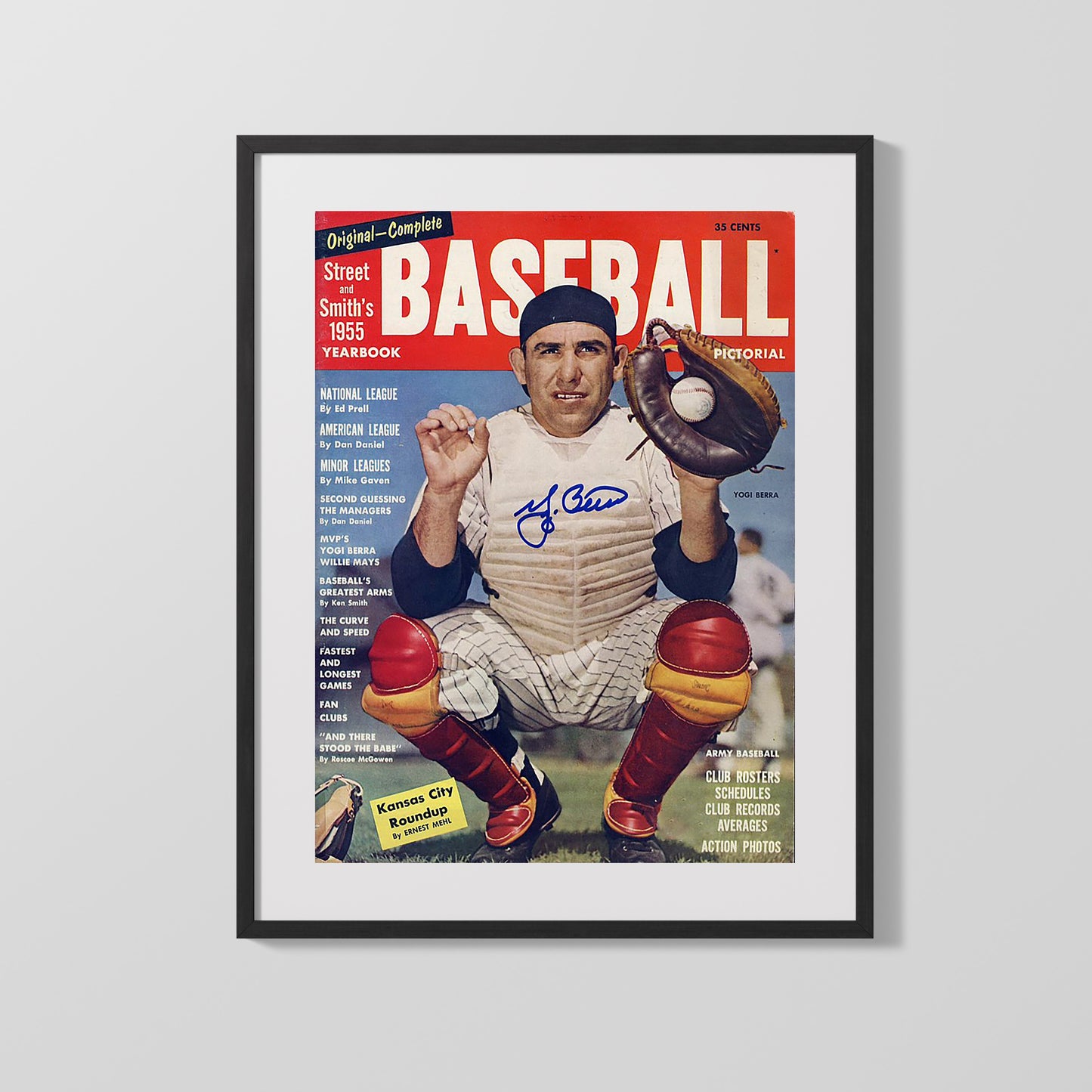 Yogi Berra Autograph Print - 1955 Baseball Pictorial - Yearbook Cover