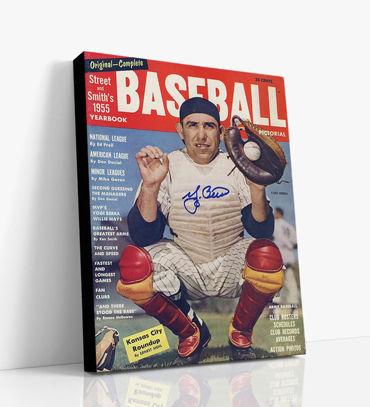 Yogi Berra Autograph Print - 1955 Baseball Pictorial - Yearbook Cover