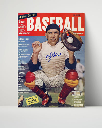 Yogi Berra Autograph Poster - 1955 Baseball Pictorial - Yearbook Cover