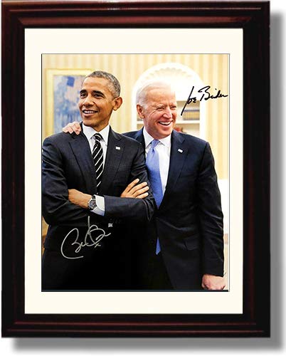 16x20 Framed Presidents Obama and Biden - #44 & #46 Autograph Replica Print - vintageframedprints.com