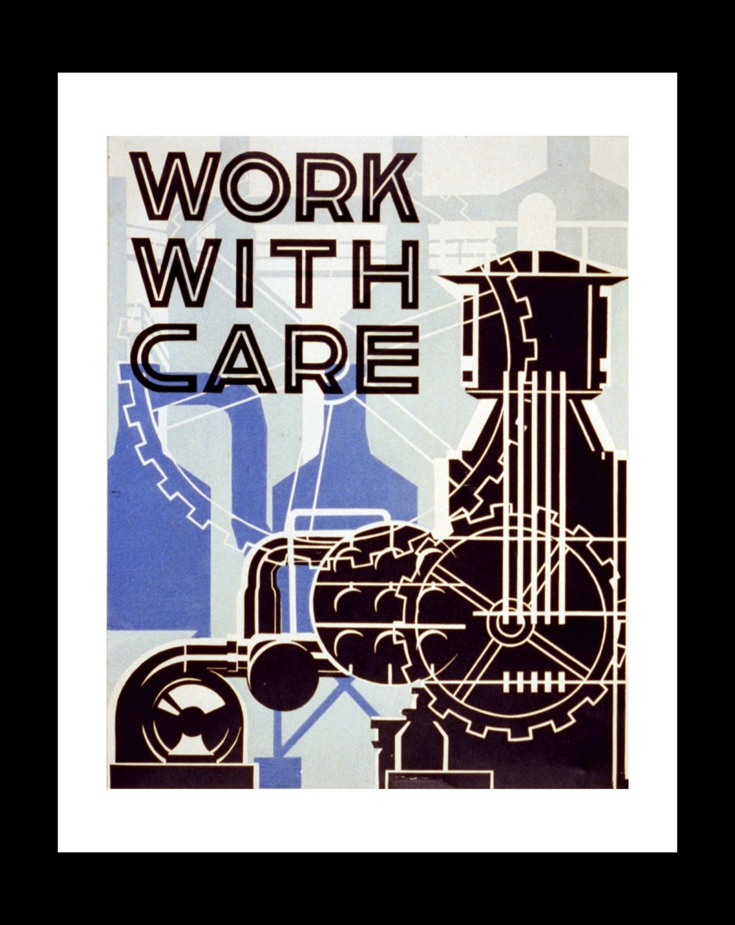 Health & Safety Print:  Work With Care - vintageframedprints.com