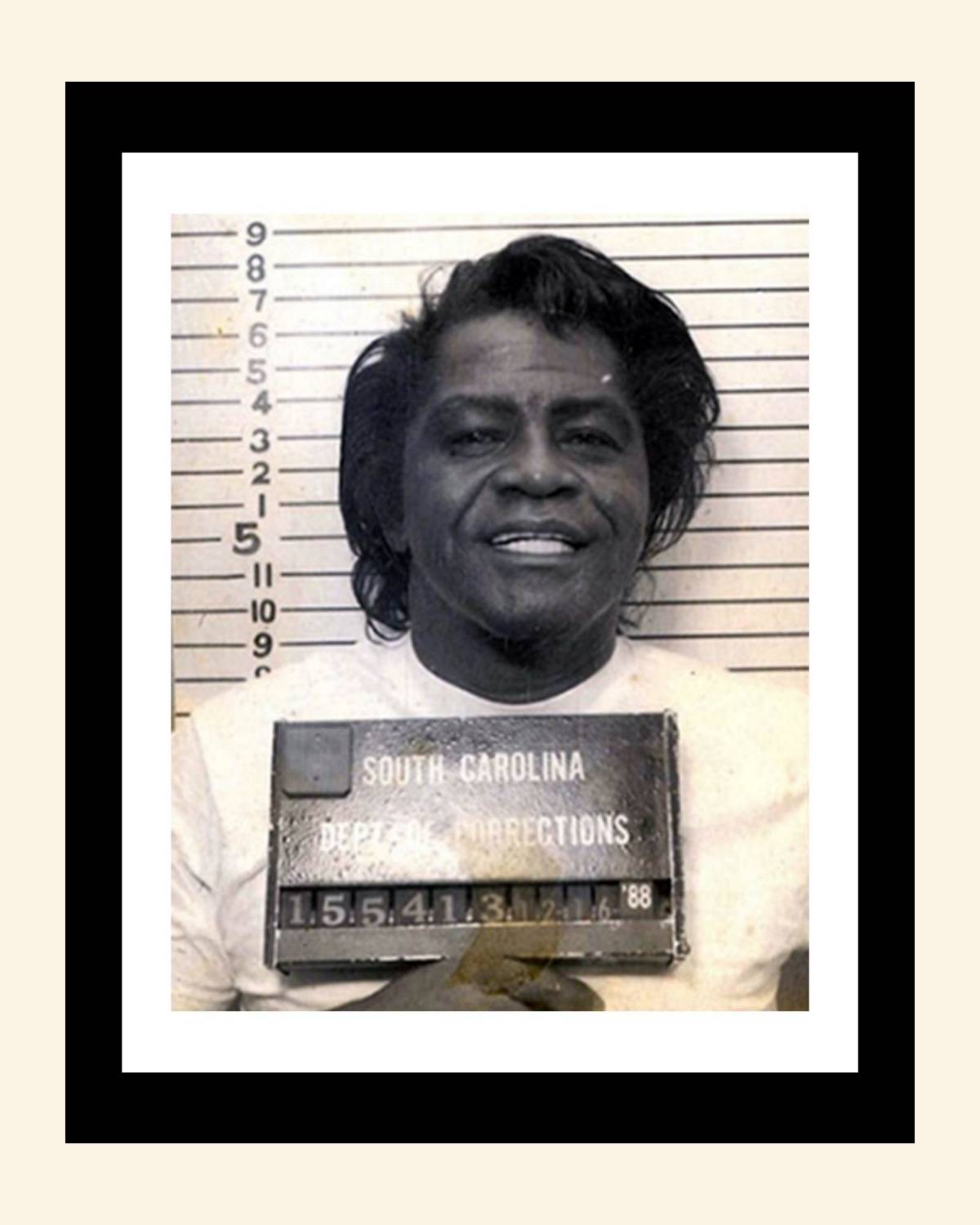 Mugshot Print: James Brown   1988 - vintageframedprints.com