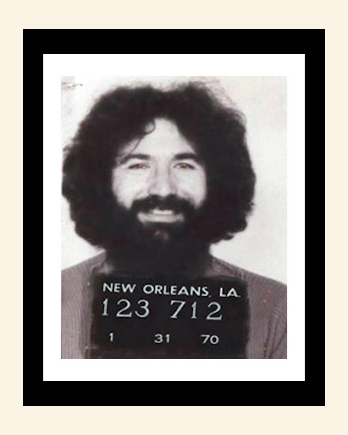 Mugshot Print: Jerry Garcia 1970 - vintageframedprints.com