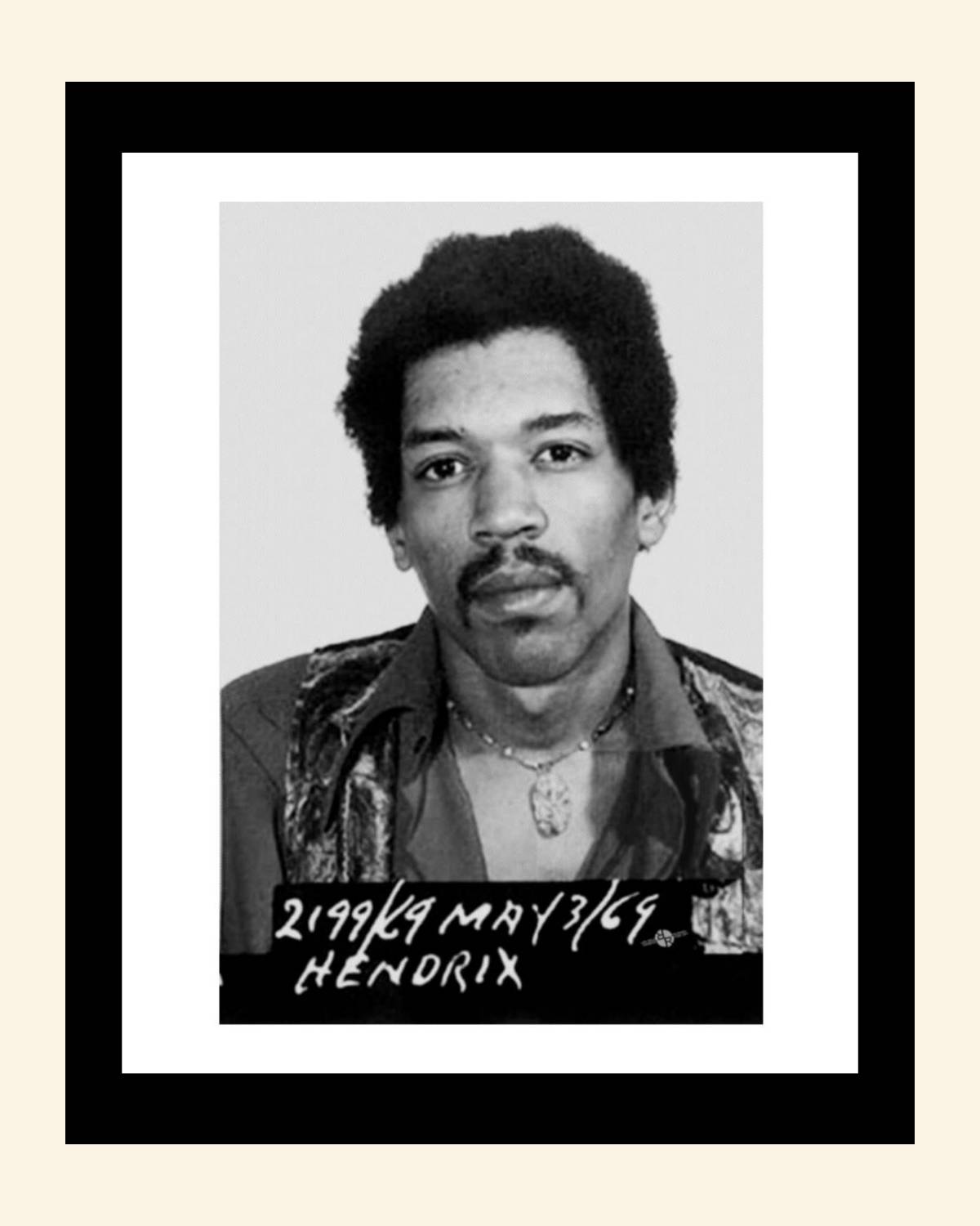 Mugshot Print: Jimi Hendrix - vintageframedprints.com