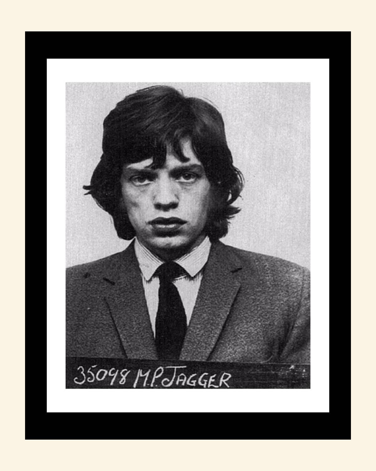 Mugshot Print: Mick Jagger - vintageframedprints.com