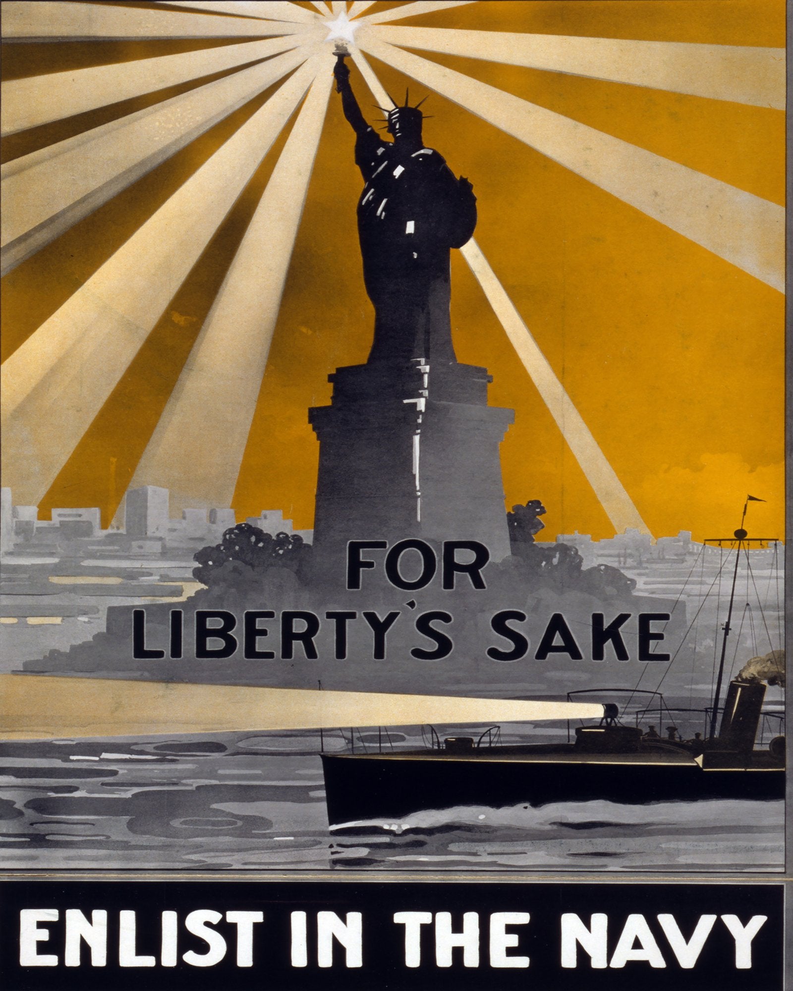 Statue of Liberty Poster Print: "Enlist in the Navy" - vintageframedprints.com