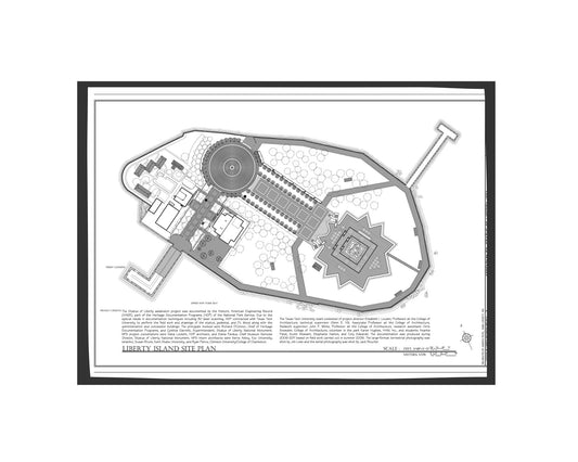 Statue of Liberty Poster Print: "Liberty Island Site Plan" - vintageframedprints.com