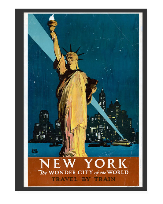 Statue of Liberty Poster Print: "New York - Wonder City of The World" - vintageframedprints.com