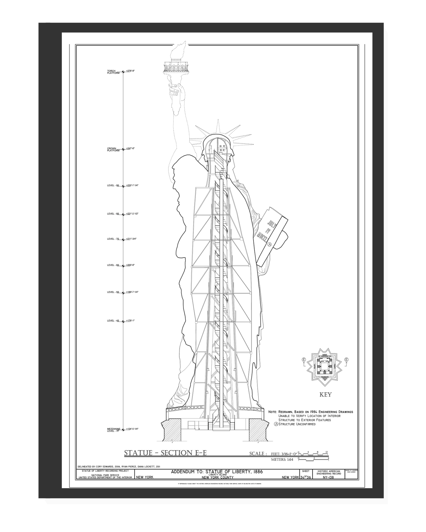 Statue of Liberty Poster Print: "Statue Key" - vintageframedprints.com