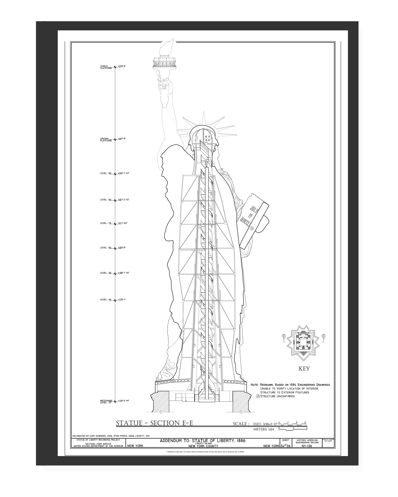 Statue of Liberty Poster Print: "Statue Key" - vintageframedprints.com